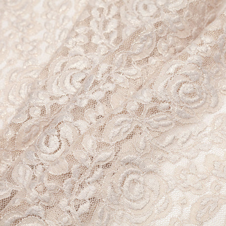 Metallic Coated Gold/Beige Floral Nylon Lace