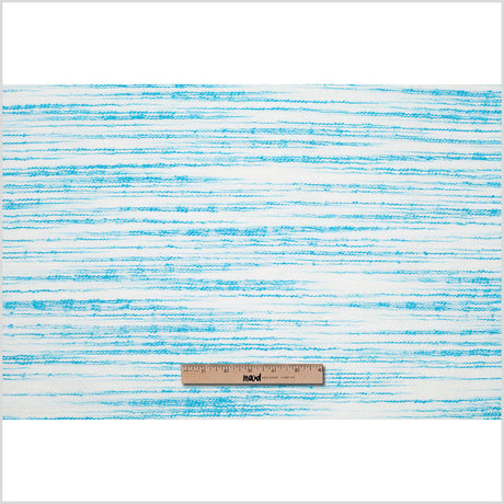 Turquoise/White Textural Striated Cotton Blend