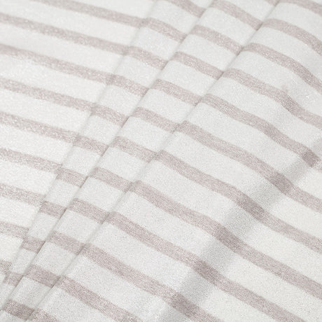 Oyster/Brown Gray Metallic Striped Cotton Jersey Knit