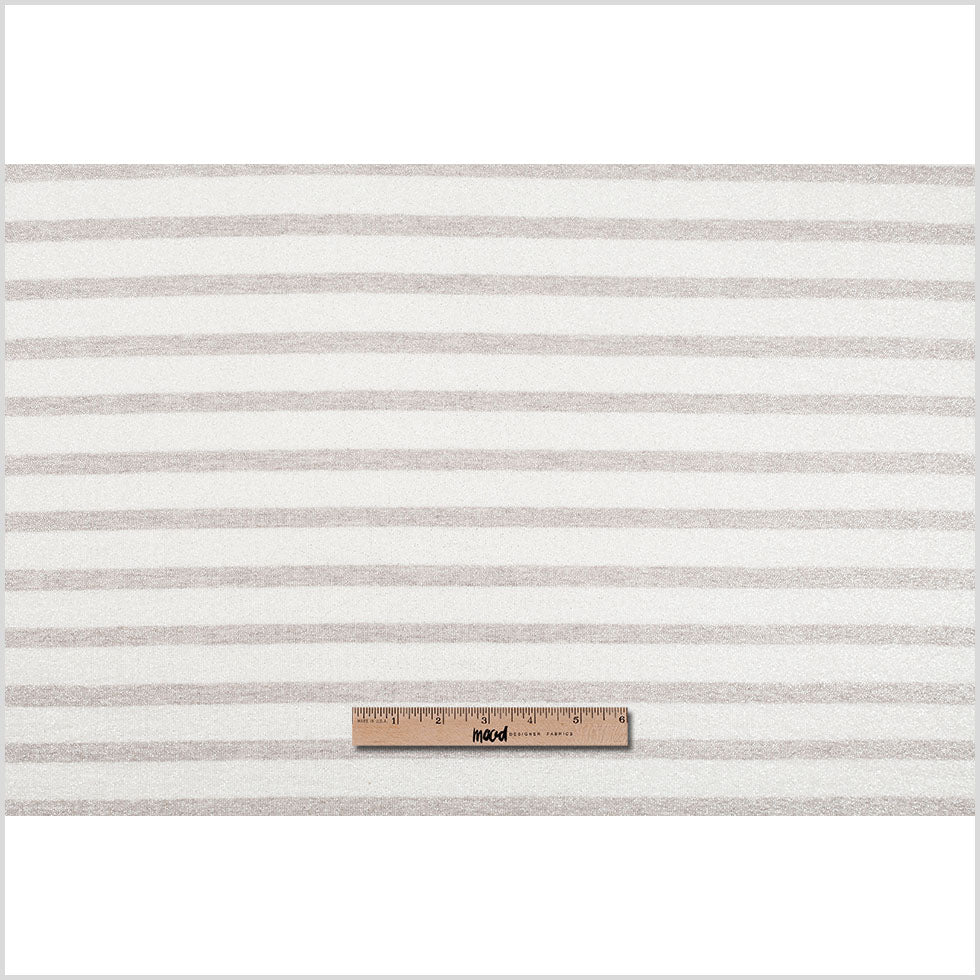Oyster/Brown Gray Metallic Striped Cotton Jersey Knit