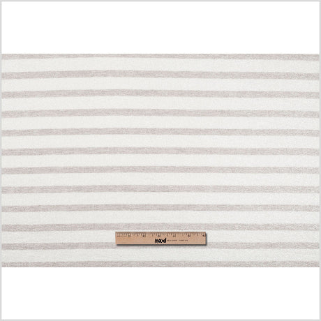 Oyster/Brown Gray Metallic Striped Cotton Jersey Knit