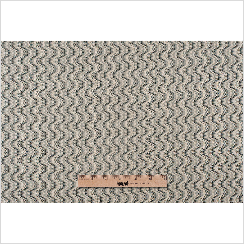 Black/Beige Geometric Zig-Zag Blended Polyester Woven