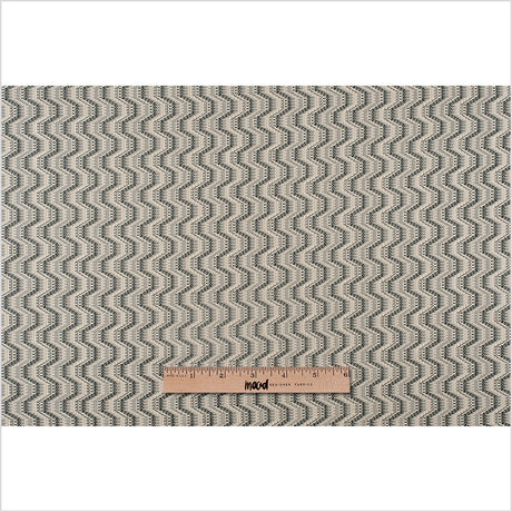 Black/Beige Geometric Zig-Zag Blended Polyester Woven