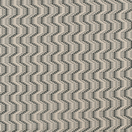 Black/Beige Geometric Zig-Zag Blended Polyester Woven