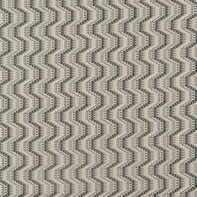 Black/Beige Geometric Zig-Zag Blended Polyester Woven