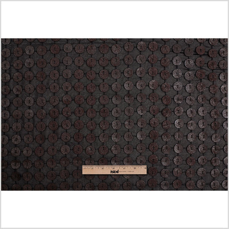 Black and Brown Circular Sequined Novelty Polyester Woven