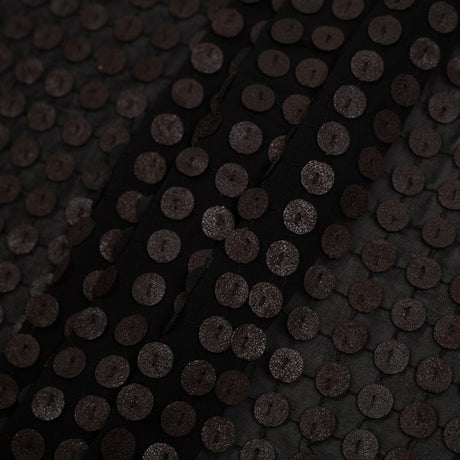 Black and Brown Circular Sequined Novelty Polyester Woven