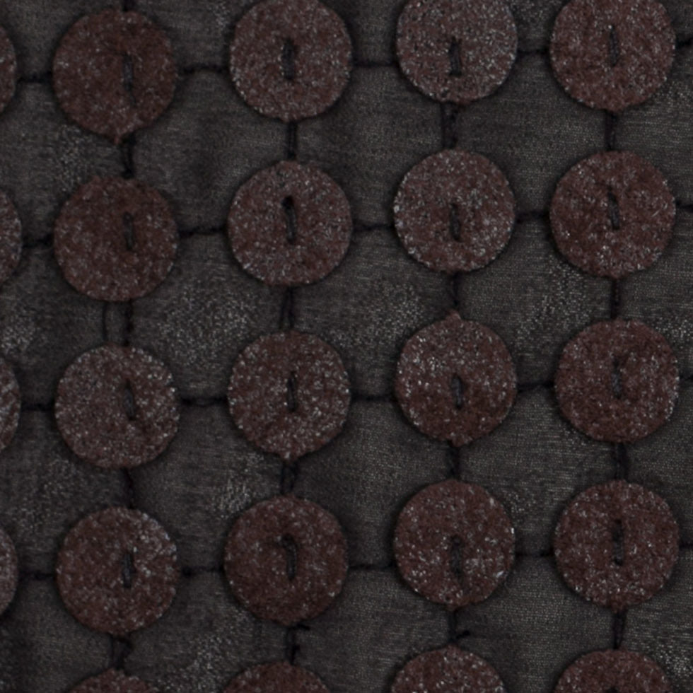 Black and Brown Circular Sequined Novelty Polyester Woven