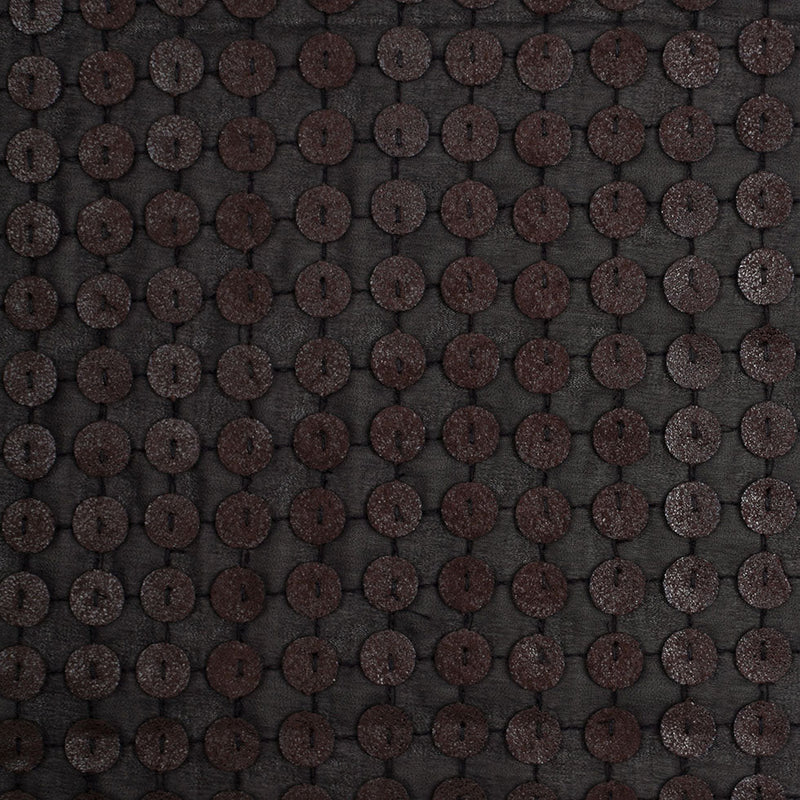 Black and Brown Circular Sequined Novelty Polyester Woven