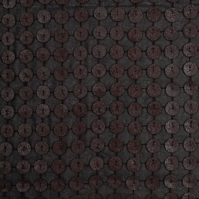 Black and Brown Circular Sequined Novelty Polyester Woven