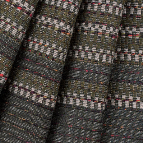 Olive Dimensional Stripes Blended Wool Tweed