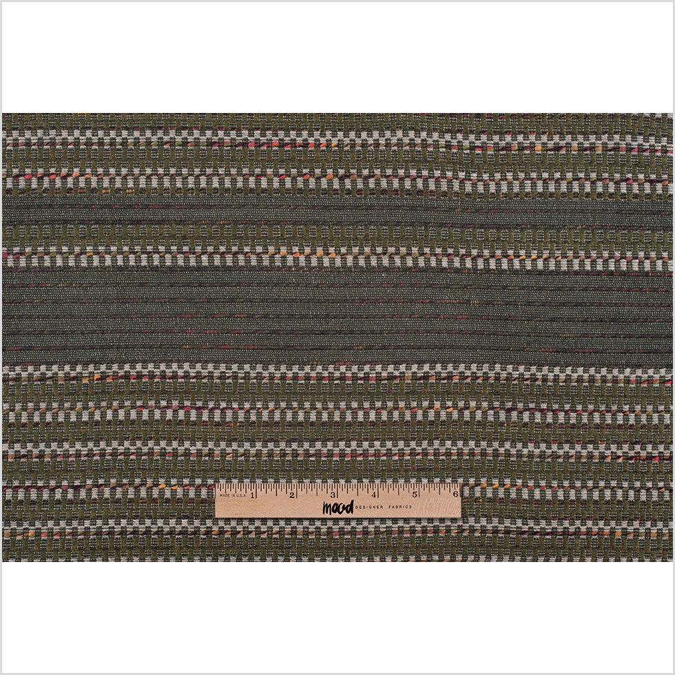 Olive Dimensional Stripes Blended Wool Tweed