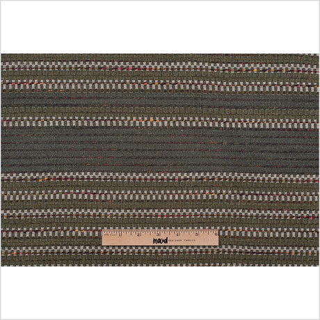 Olive Dimensional Stripes Blended Wool Tweed
