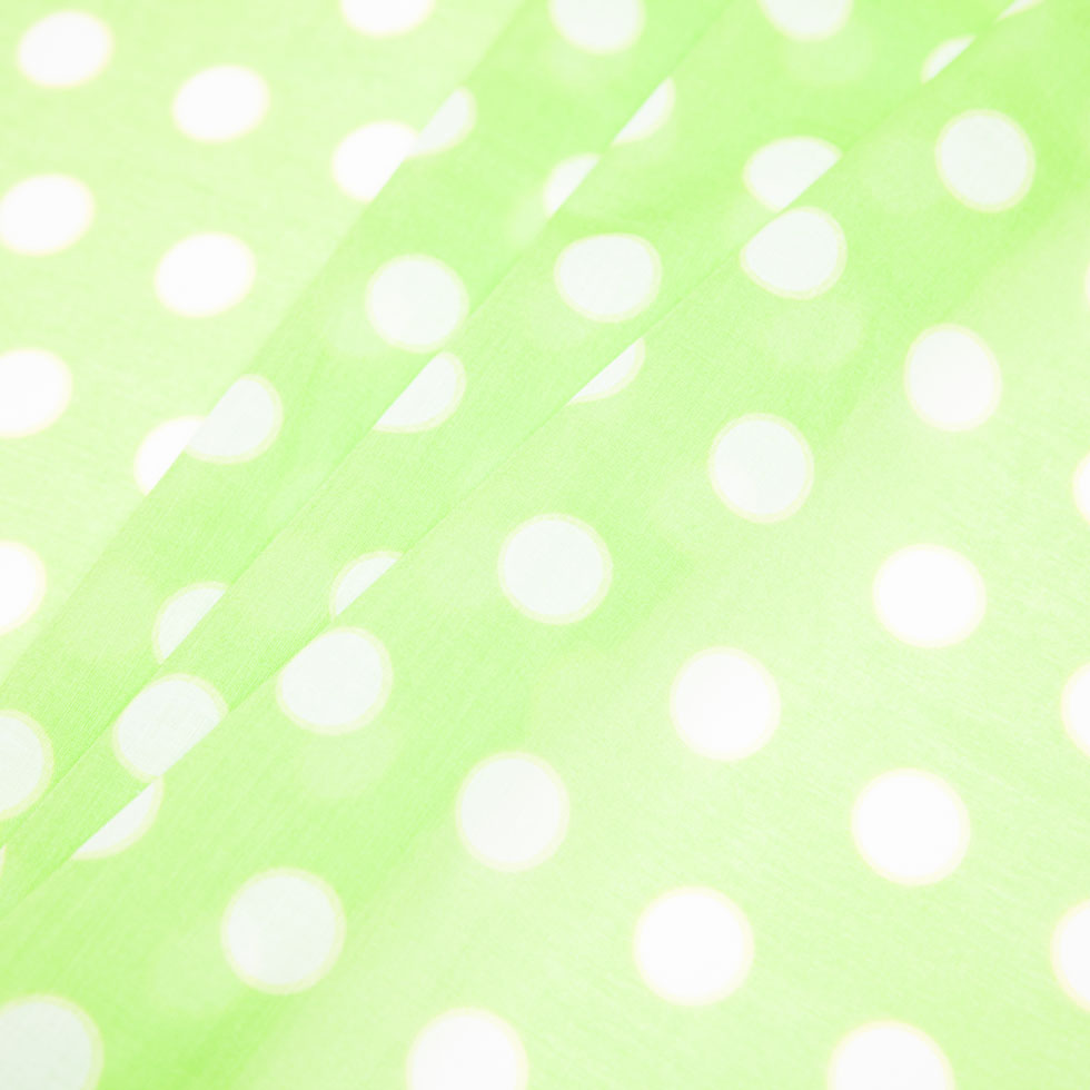 Cotton Voile - Lime Green Polka Dots