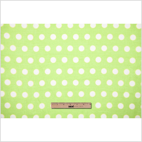 Cotton Voile - Lime Green Polka Dots