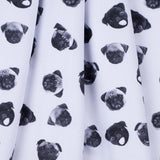 Black/White Digitally Printed Pugs Stretch Neoprene/Scuba Knit