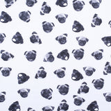 Black/White Digitally Printed Pugs Stretch Neoprene/Scuba Knit