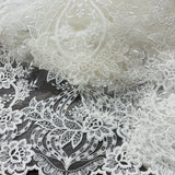 1 Yard Bridal Lace Fabric Embroidered on 100% Polyester Net Mesh