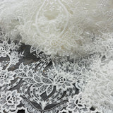 Corded Bridal Lace Fabric - Embroidered Polyester Net Mesh, 54" Wide (1 Yard)