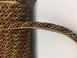 Green With Rust Trim Rope With Gimp Upholstery Fabric - Green With Rust Trim, 3/4" Width (10 Yards)