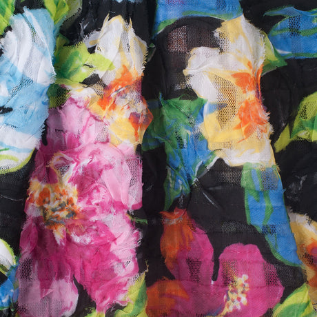 Black Multicolored Textural Polyester Netting