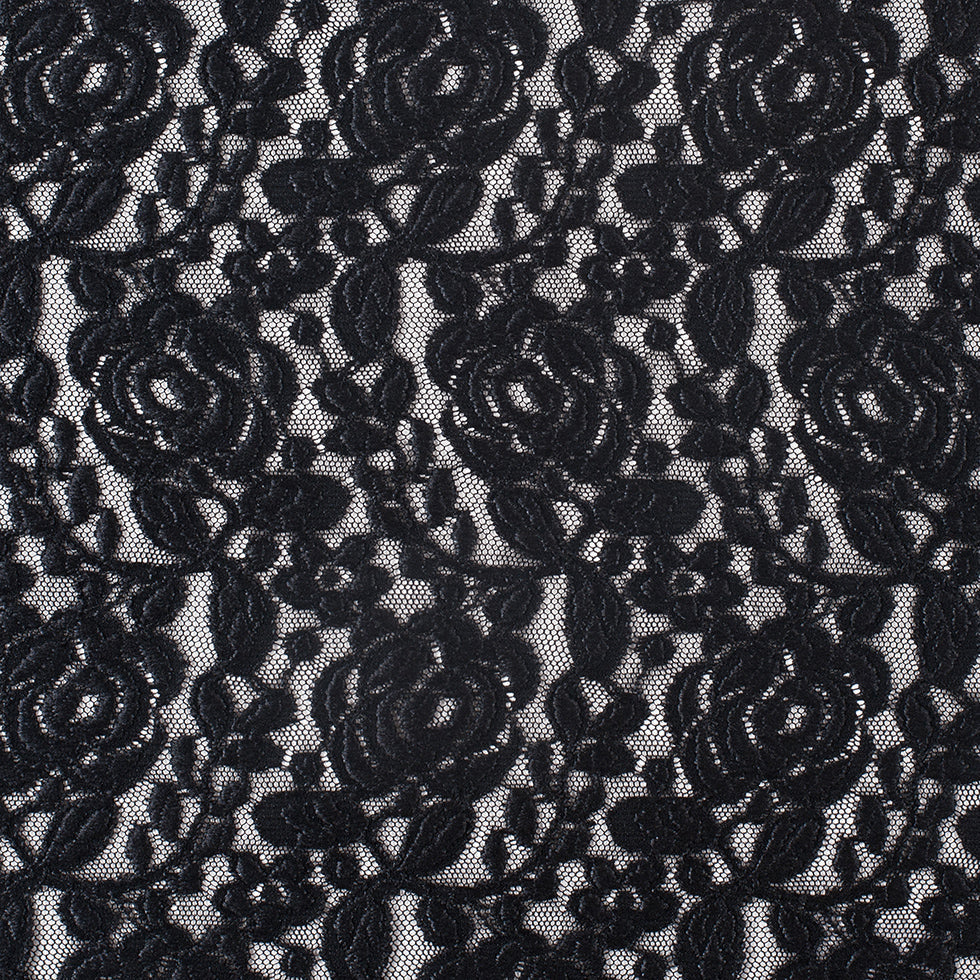 Black Rosette Lace Mesh