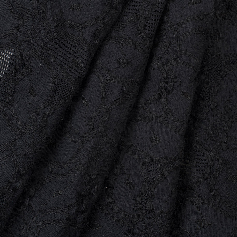 Black Polyester Blended Raschel Knit