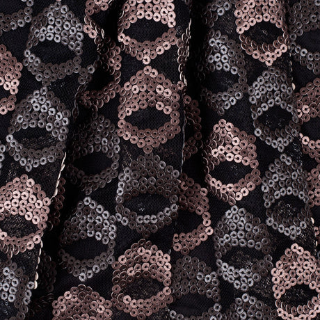 Dusty Rose/Pale Black Sequined Netting