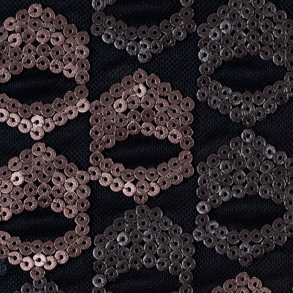 Dusty Rose/Pale Black Sequined Netting