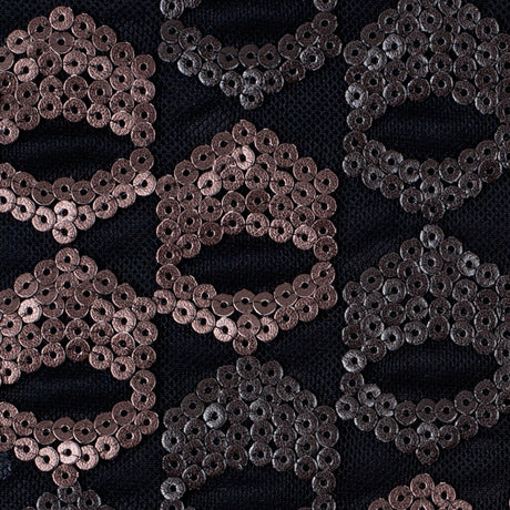 Dusty Rose/Pale Black Sequined Netting