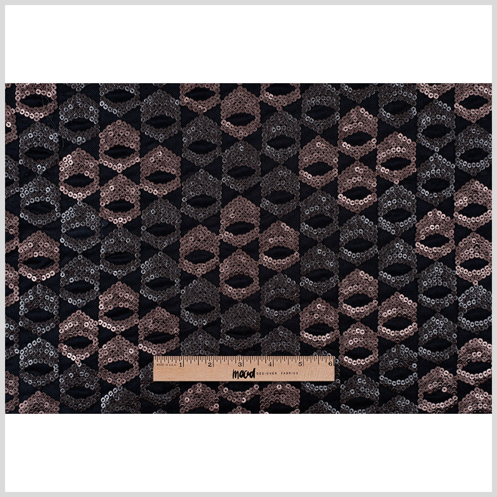 Dusty Rose/Pale Black Sequined Netting