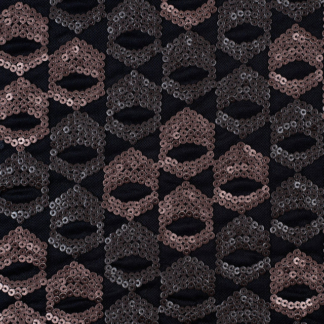 Dusty Rose/Pale Black Sequined Netting
