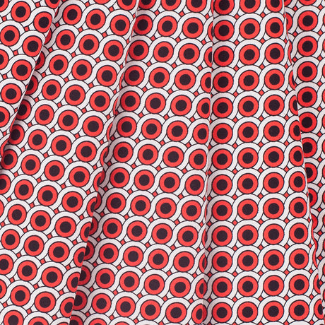 Poppy Red Geometric Stretch Cotton Woven