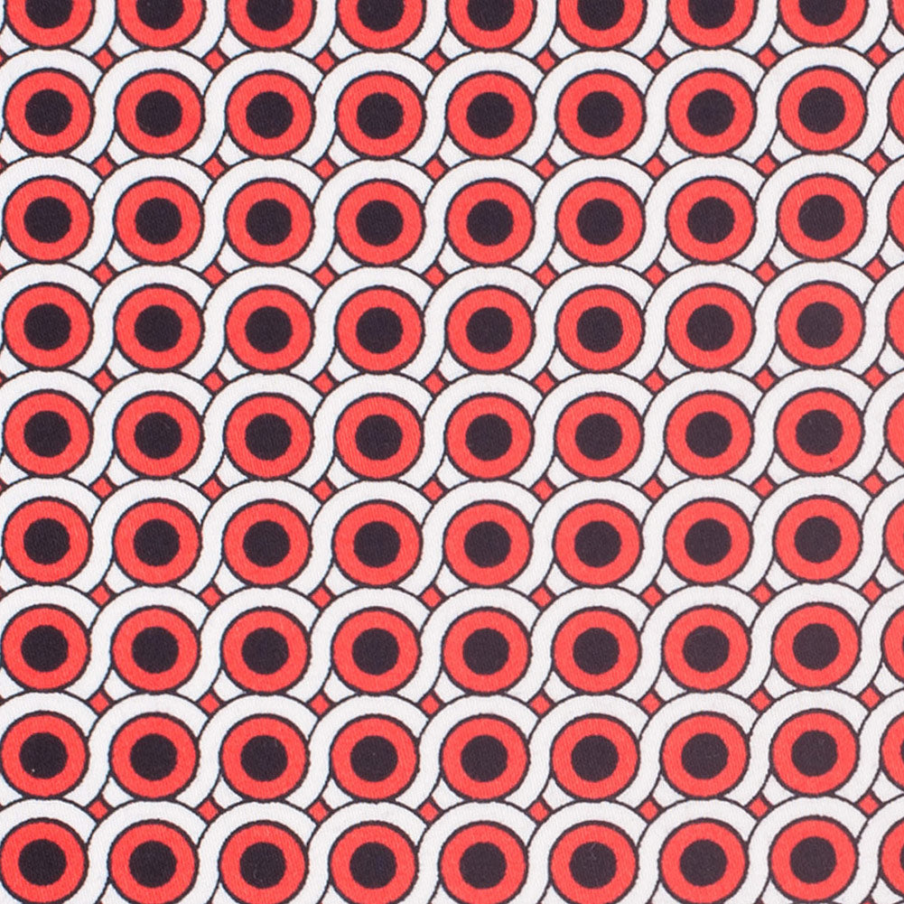Poppy Red Geometric Stretch Cotton Woven