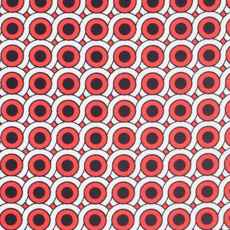 Poppy Red Geometric Stretch Cotton Woven