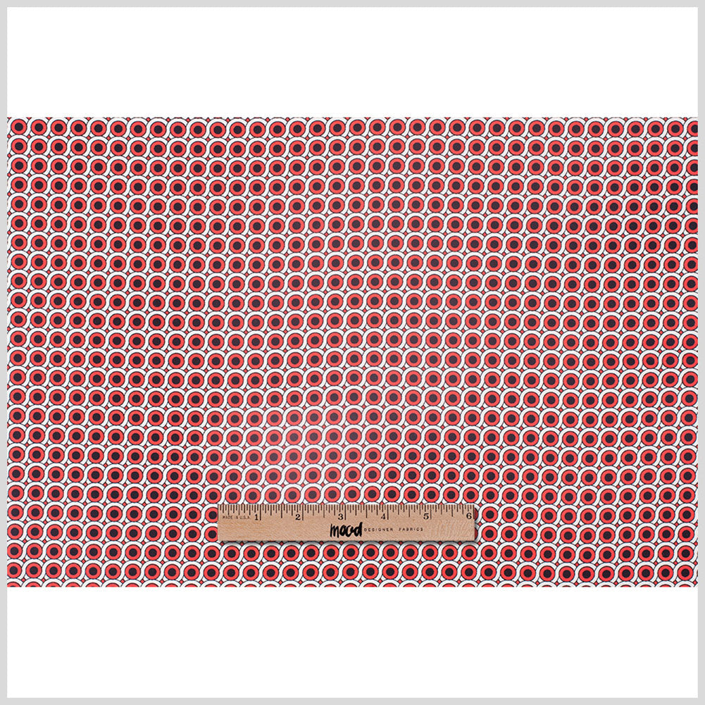 Poppy Red Geometric Stretch Cotton Woven