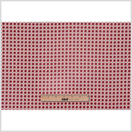 Poppy Red Geometric Stretch Cotton Woven