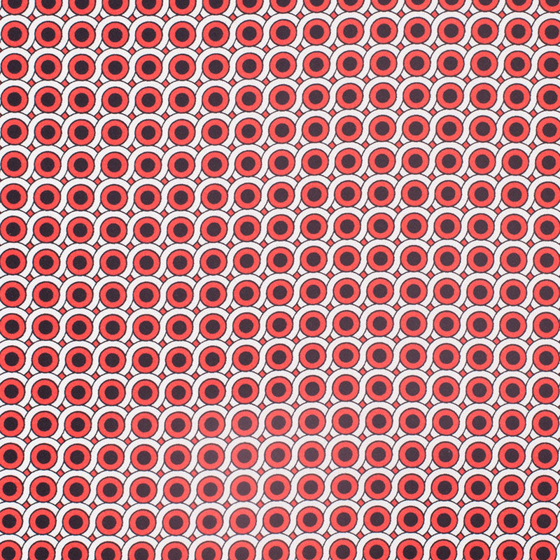 Poppy Red Geometric Stretch Cotton Woven