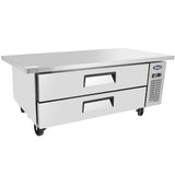 Atosa MGF8452GR One Section Side Mount Refrigerated Chef Base 60-15/32"W X 32-1/16"D X 26-19/32"H w/2 Drawers and Extended Top