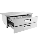 Atosa MGF8452GR One Section Side Mount Refrigerated Chef Base 60-15/32"W X 32-1/16"D X 26-19/32"H w/2 Drawers and Extended Top