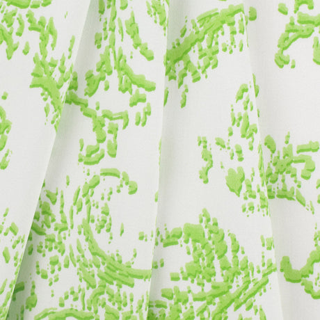 Lime Green and White Abstract Scroll Cotton Sateen Woven