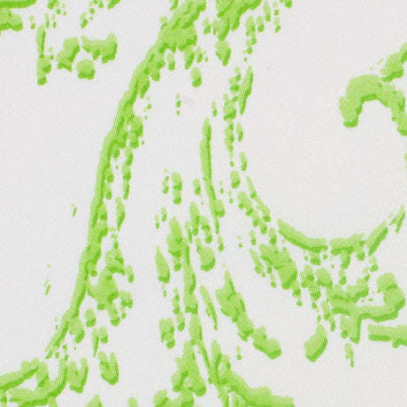 Lime Green and White Abstract Scroll Cotton Sateen Woven