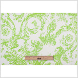 Lime Green and White Abstract Scroll Cotton Sateen Woven