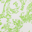 Lime Green and White Abstract Scroll Cotton Sateen Woven