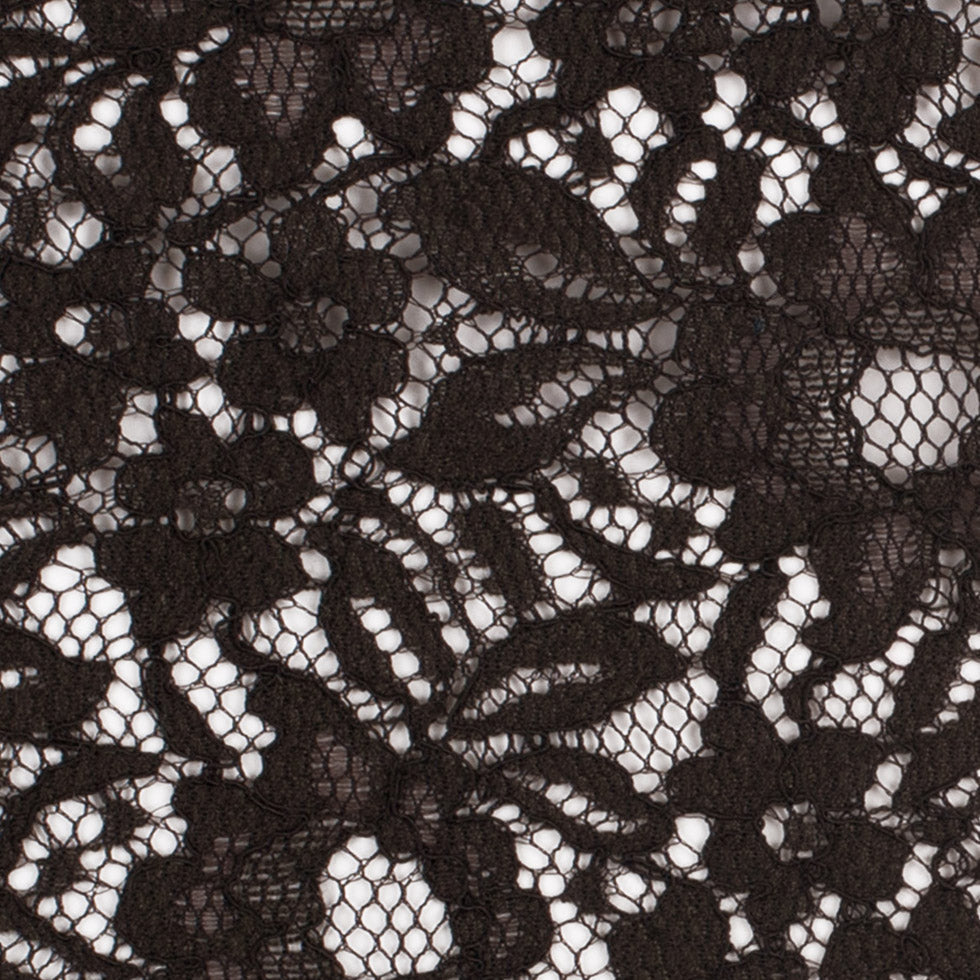 Re-Embroidered Lace - Dark Brown Floral