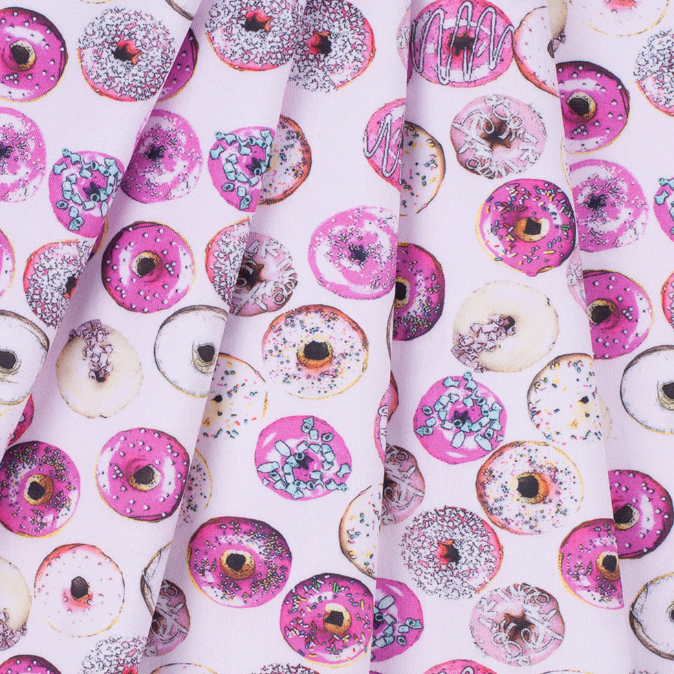 Strawberry Donuts Digitally Printed on Neoprene/Scuba Knit