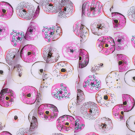 Strawberry Donuts Digitally Printed on Neoprene/Scuba Knit