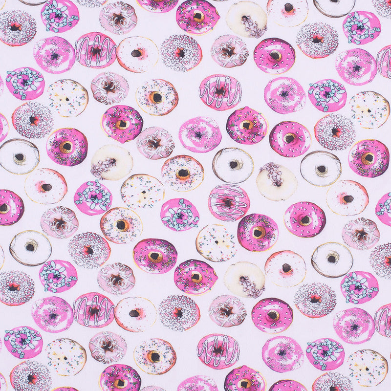 Strawberry Donuts Digitally Printed on Neoprene/Scuba Knit