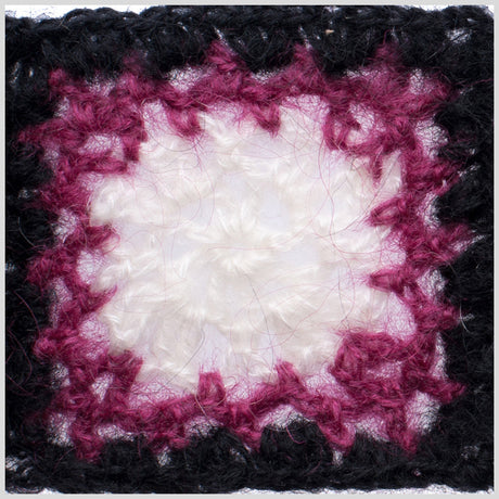 Black/Magenta/White Squares Crochet Lace Trim