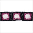 Black/Magenta/White Squares Crochet Lace Trim
